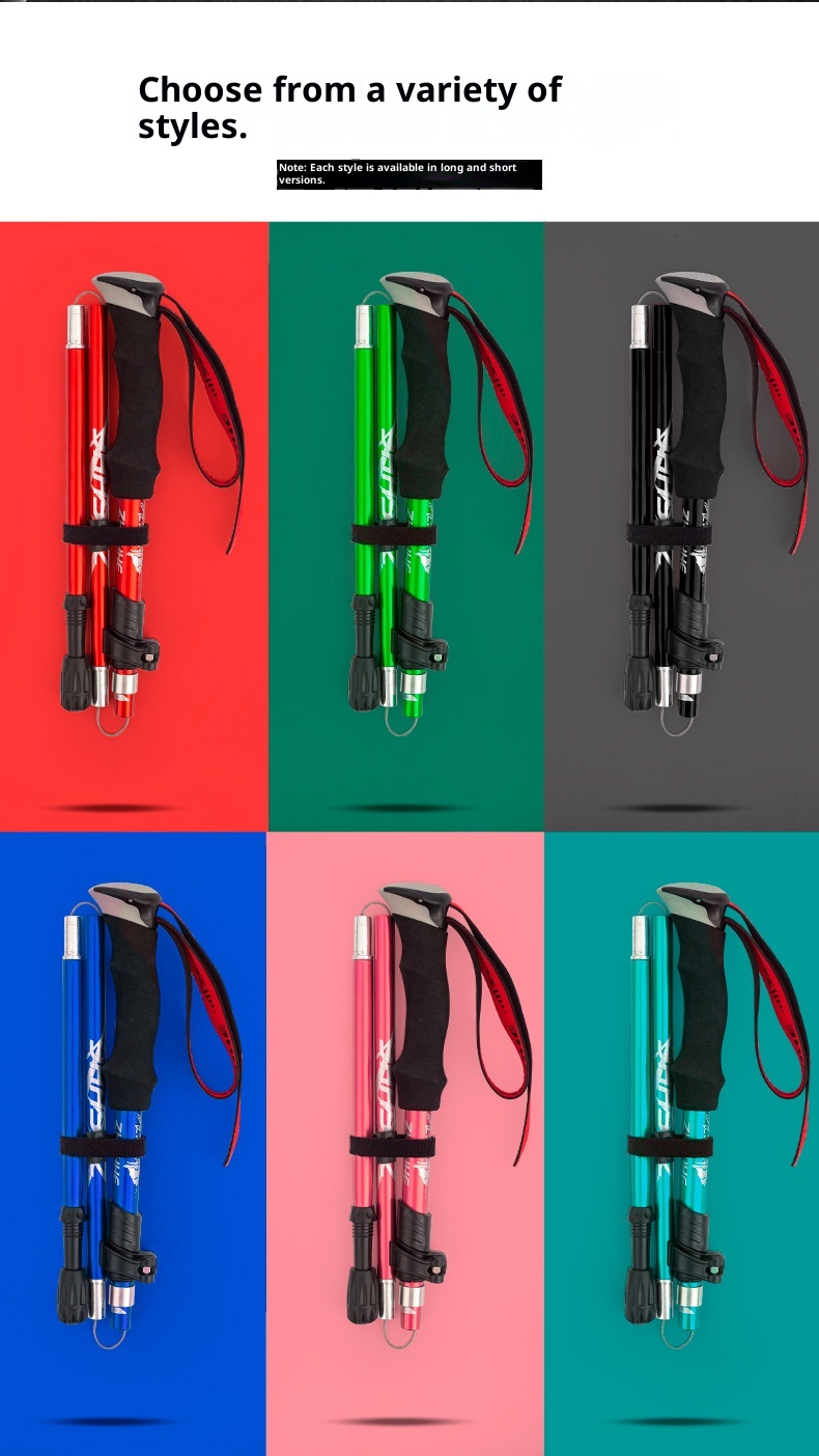 001 Bastone telescopico pieghevole leggero multifunzionale per arrampicata, escursionismo, camminata, antiscivolo_voghion.com