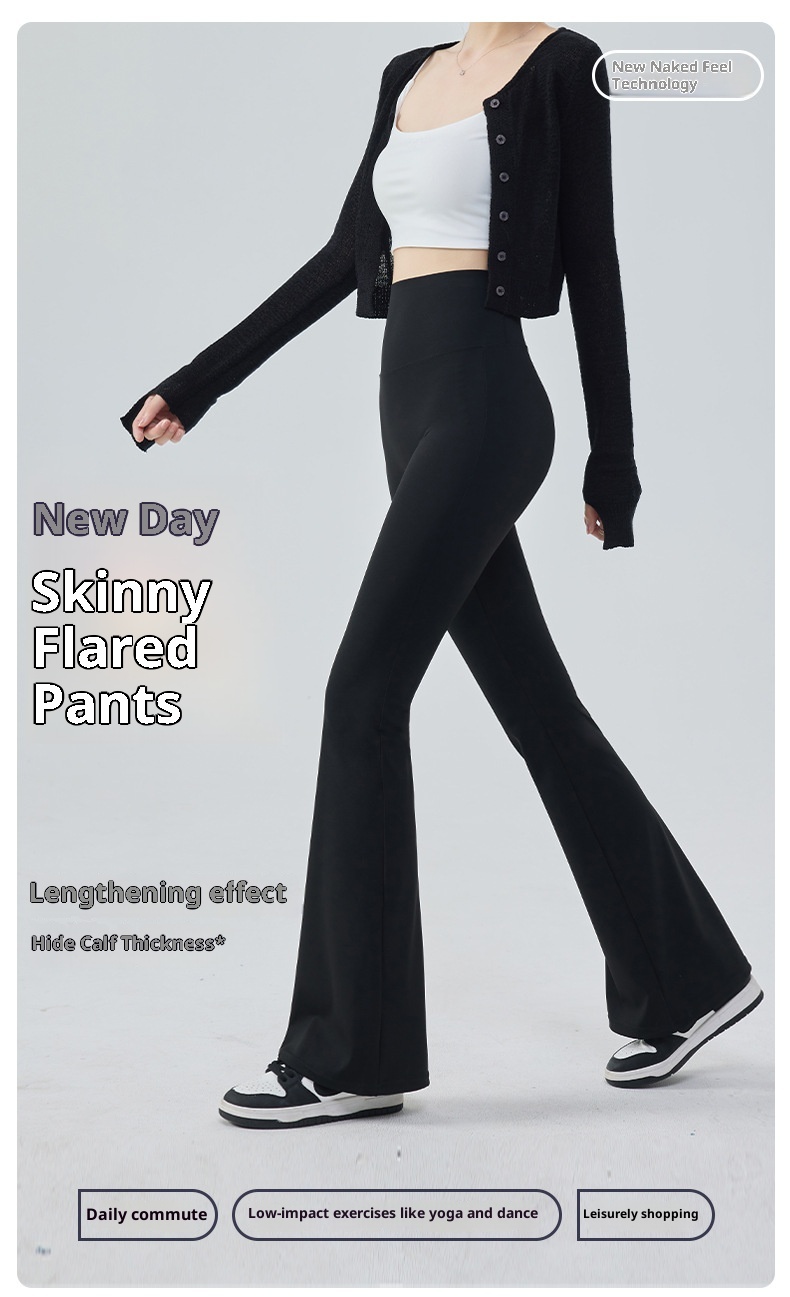 001 Yoga Flared Extended Women Tummy Control Hip Lift Slimming Bell Bottom Quk-Dry Casual Sports Dance Fitness Pants_voghion.com