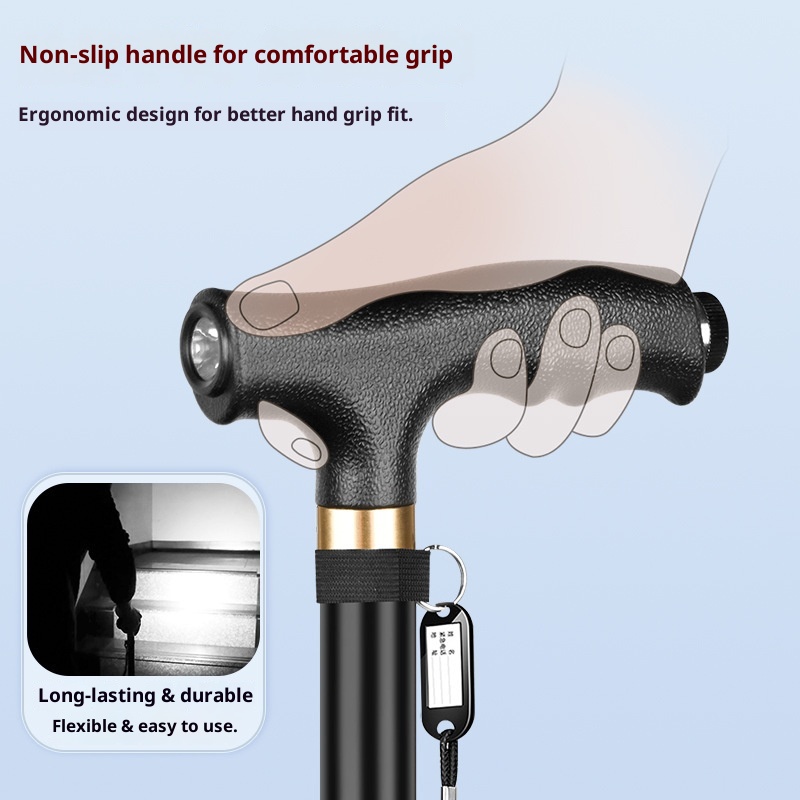 001 Elderly Telescopic Four-Legged For Seniors Special Armrest Cane Lightweight Multifunctional Non-Slip Walking Stick_voghion.com