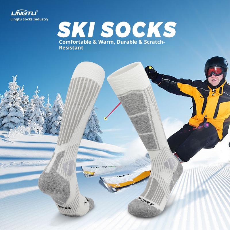 ActiveGo ActiveGo Autumn Non-Slip Ski Warm Thickened High Outdoor Hiking Trekking Merino Wool Long Tube Socks_voghion.com