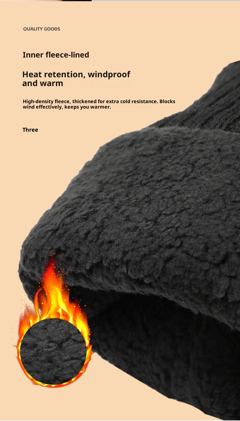 001 Pigskin Genuine Leather Ski Gloves For Men, Autumn And Winter Outdoor Riding Motorcycle Windproof Non-slip Fleece-lined_voghion.com