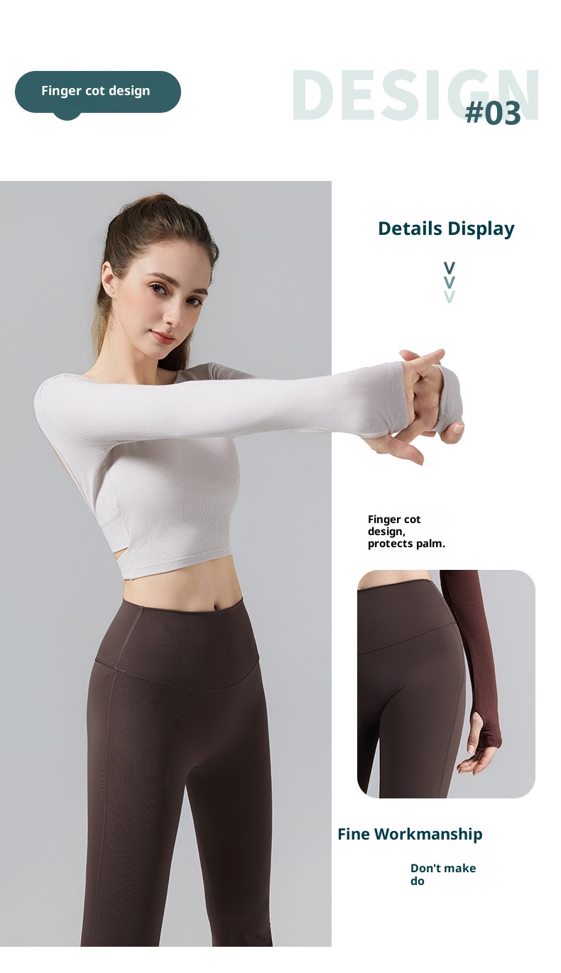 001 Top da yoga da donna con imbottitura per il petto, per pilates, con schiena scoperta, dimagrante, sportivo, a maniche lunghe, per allenamento e fitness_voghion.com