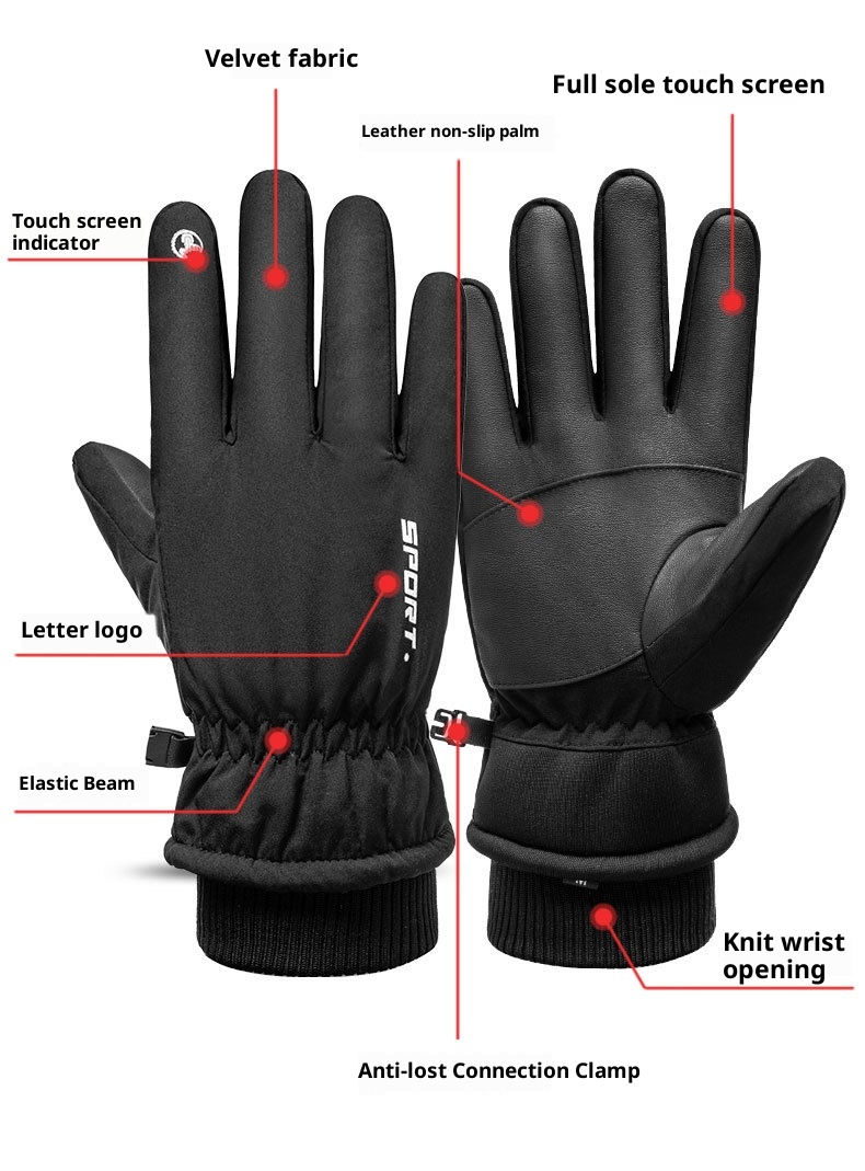001 Ski For Men And Women Q9067 Waterproof Cold-Proof Fleece-Lined Sports Thick Riding Warm Touchscreen Winter Gloves Export_voghion.com