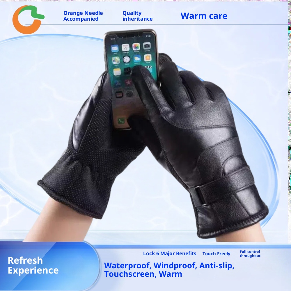 001 Winter Ski Men Touch Screen Motorcycle Fleece-lined Warm Thickened Waterproof Windproof Cold Women Riding Gloves_voghion.com