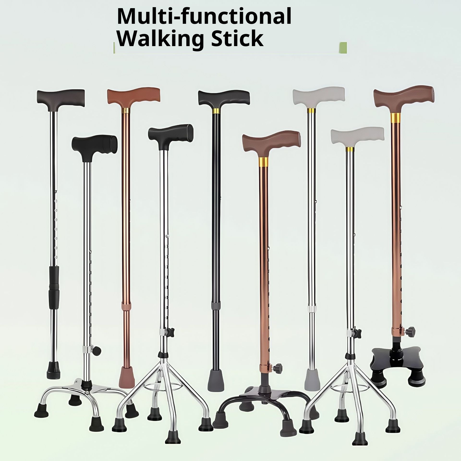 001 For Elderly, Thickened Anti-Slip Stick, Telescopic Adjustable Stainless Steel Aluminum Alloy Walking Stick_voghion.com