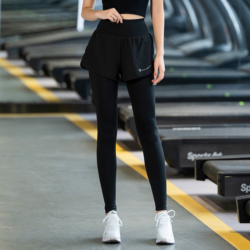 001 Autumn Winter New High Elastic Two-piece Sports Trousers Warm Professional Running Leggings Yoga Pants Women Quick_voghion.com