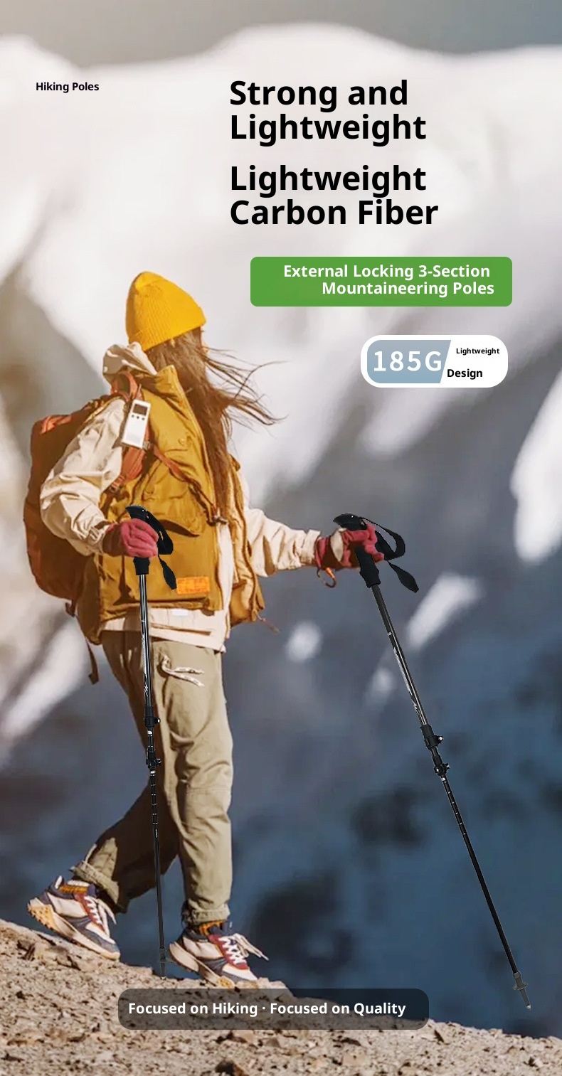 001 Faltbarer Wanderstock aus Carbon, ultraleicht, teleskopierbar, für professionelle Outdoor-Ausrüstung und Kletterausrüstung_voghion.com
