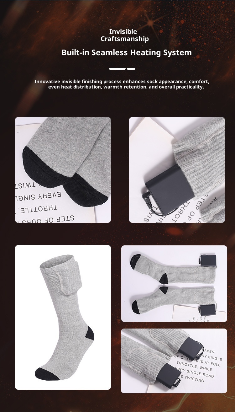 001 001 Scaldapiedi elettrico riscaldato ricaricabile per sci, per donna, inverno, uomo, calzini riscaldanti spessi e caldi all'ingrosso_voghion.com