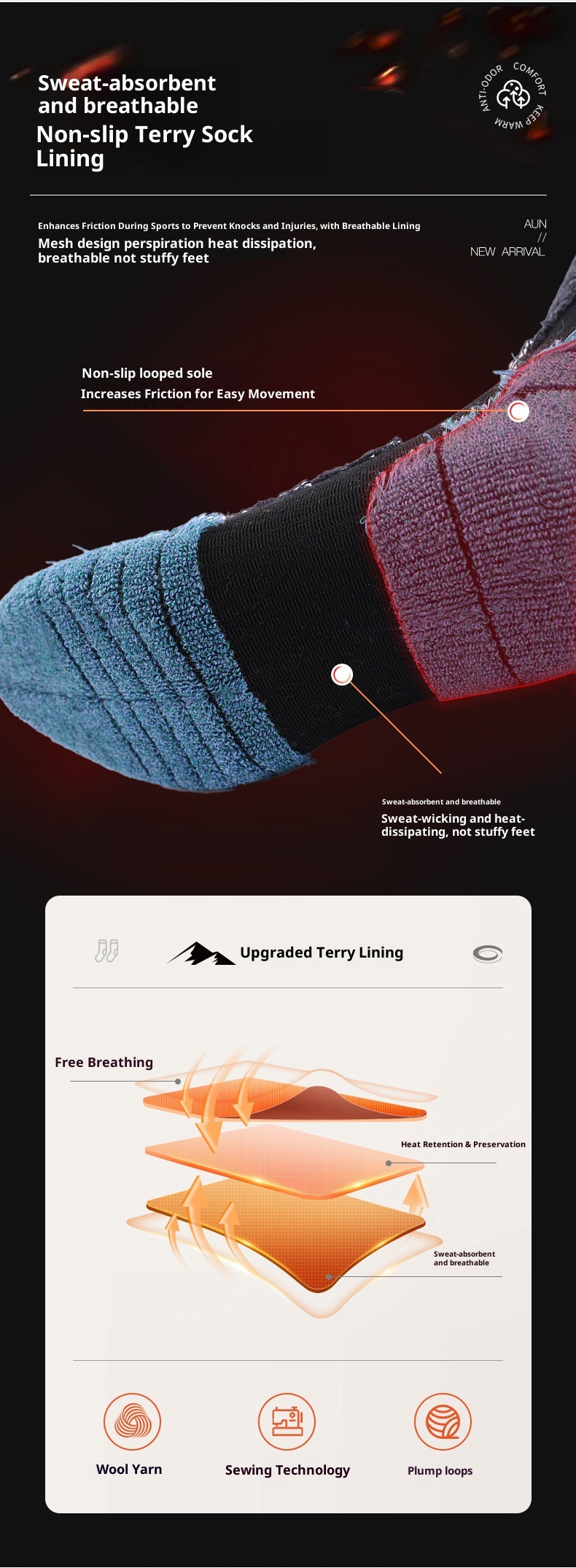 ActiveGo ActiveGo Mingjun Winter 3A Antibacterial Wool Socks Thickened Towel Cross-Border Mountaineering Warm Casual Skiing Non-Slip_voghion.com