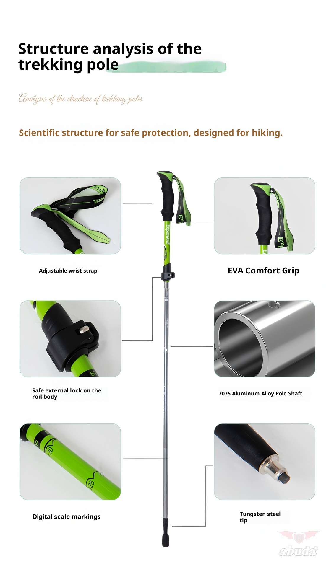 001 Cross-Border Sports Off-Road Five-Section Retractable Aluminum Alloy Folding Trekking Pole Professional Outdoor Hiking_voghion.com