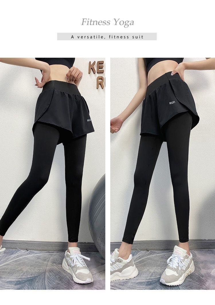 Ensemble deux pièces fitness femme 001, pantalon de sport moulant et extensible pour la course, jupe à porter en extérieur, séchage rapide, idéal pour le printemps et l'été._voghion.com