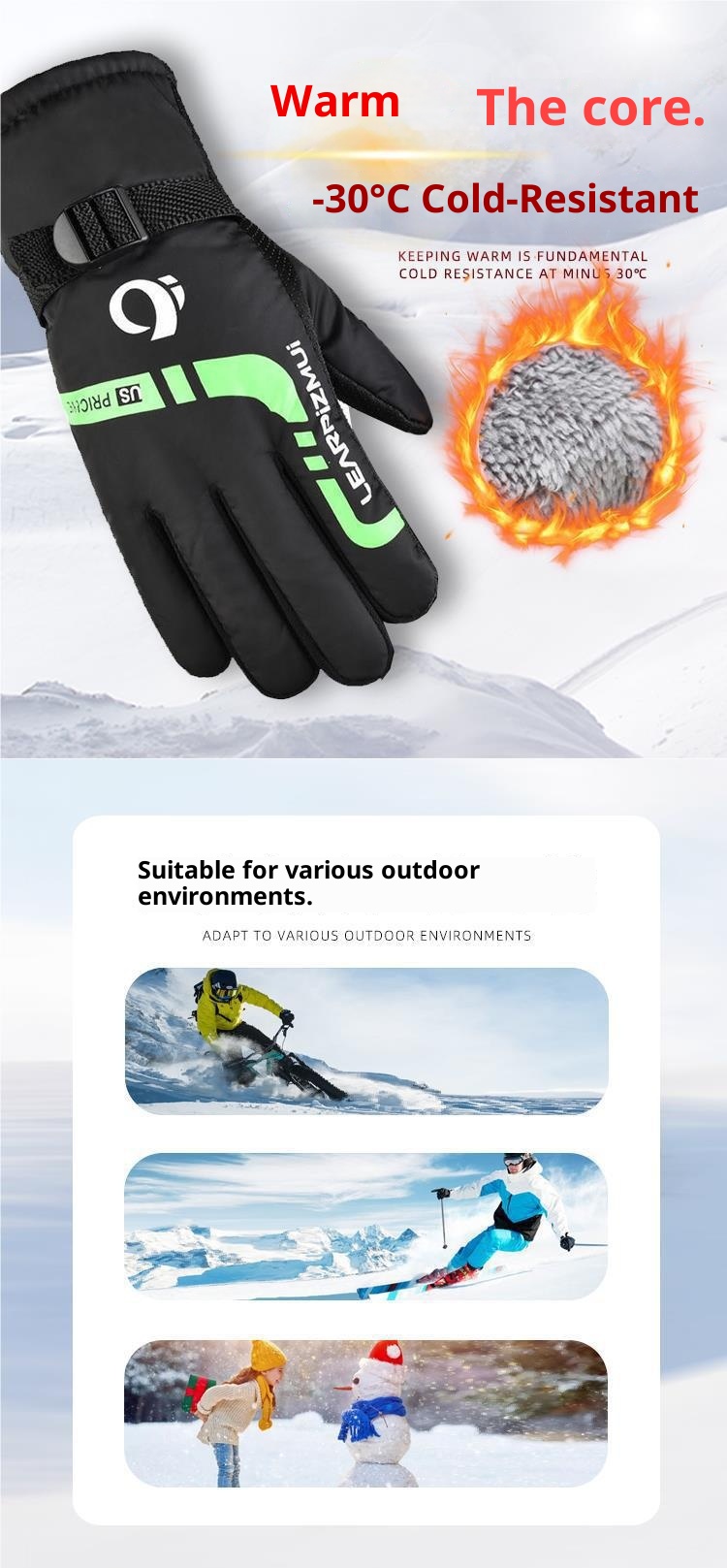 001 Men's Winter Women's Warm Cycling Cold-Proof Fleece-Lined Thickened Windproof Waterproof Motorcycle Skiing Cotton Gloves_voghion.com
