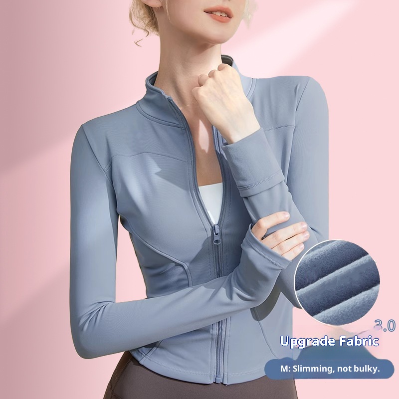 001 Lulu Yoga Giacca sportiva aderente, traspirante, ad asciugatura rapida, con colletto alto, vestibilità slim e dimagrante, per allenamento, ad alta elasticità_voghion.com