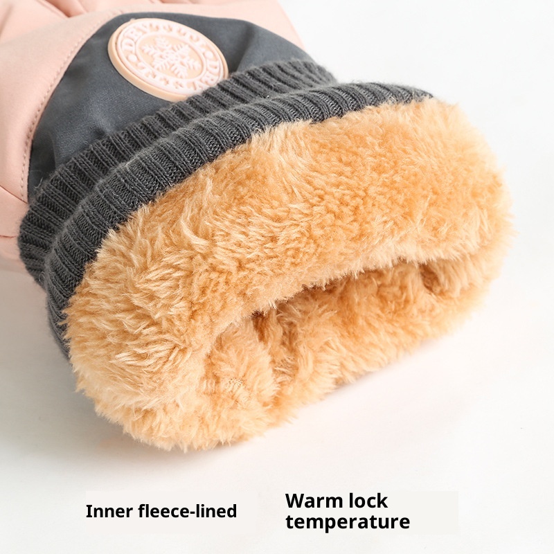 001 Women's Ski Gloves Winter Cycling Thickened Fleece Snow Play Cotton Warm Cold-Proof Electric Motorcycle Men's_voghion.com