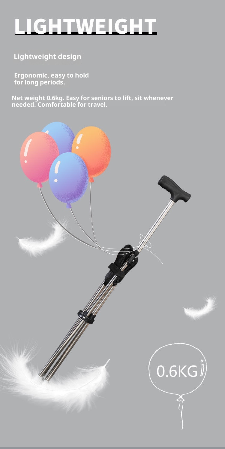 001 Crutches Anti-fall Thickened Foldable Portable Crutch Lightweight Triangle Stool Can Sit Hiking Stick_voghion.com