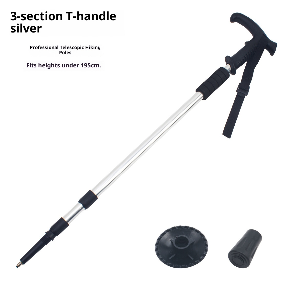 001 Bastone da passeggio retrattile da viaggio, da arrampicata, da trekking, da esterno, in lega di alluminio, multicolore, antiscivolo_voghion.com