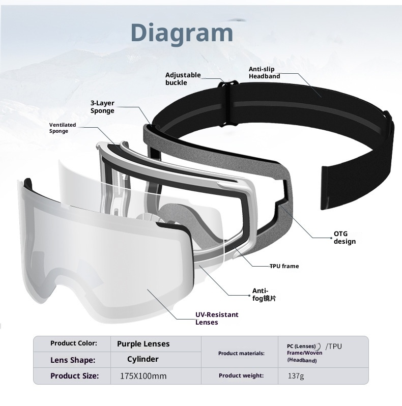 001 Double-layer Anti-fog Large Field Of View Aspheric Indoor Goggles HD Enhanced Clarity Outdoor Mountaineering Ski Glasses_voghion.com