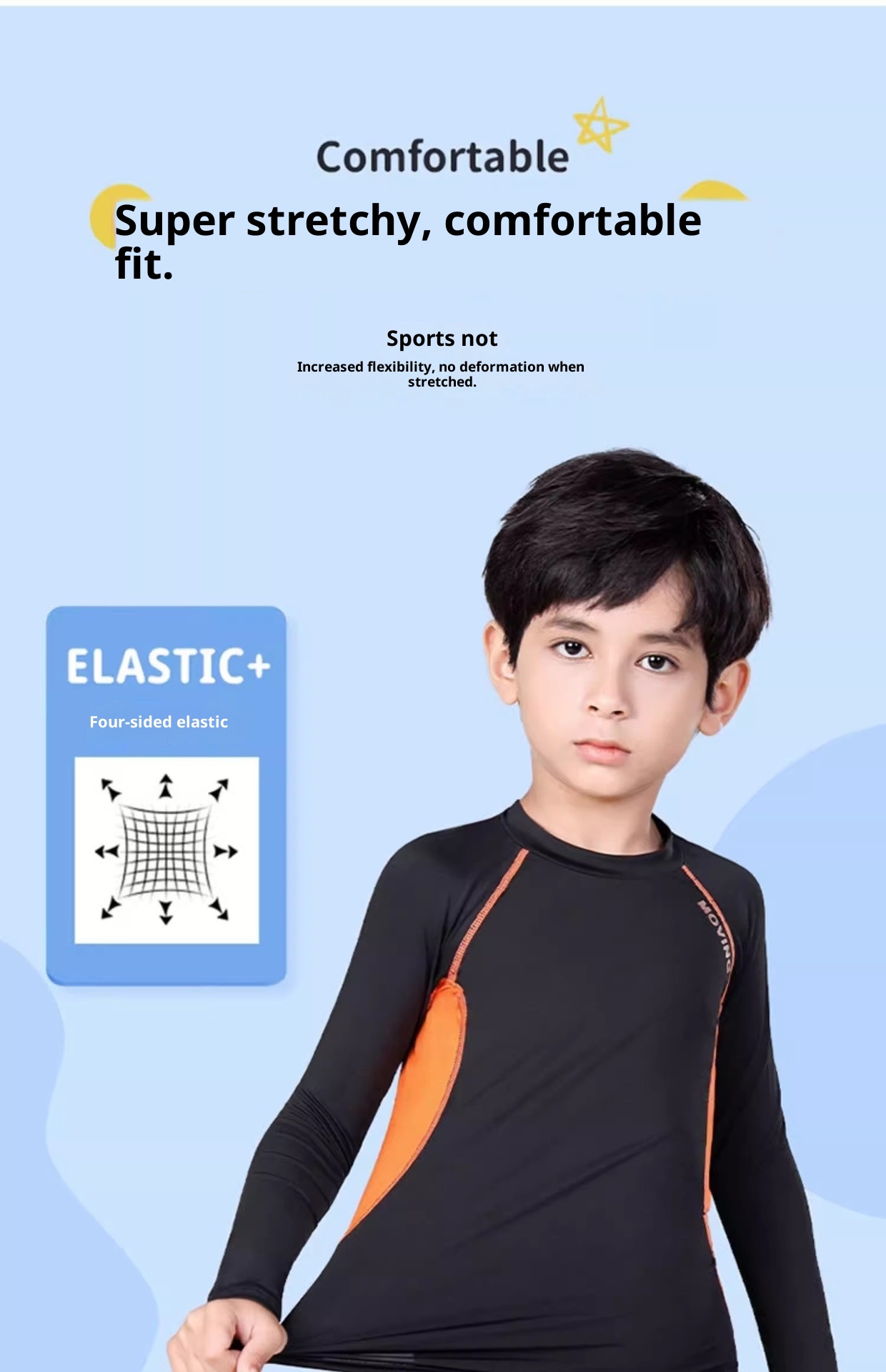 Conjunto de treino infantil de compressão Warrior 001 para outono e inverno, ideal para basquetebol e futebol. Secagem rápida._voghion.com