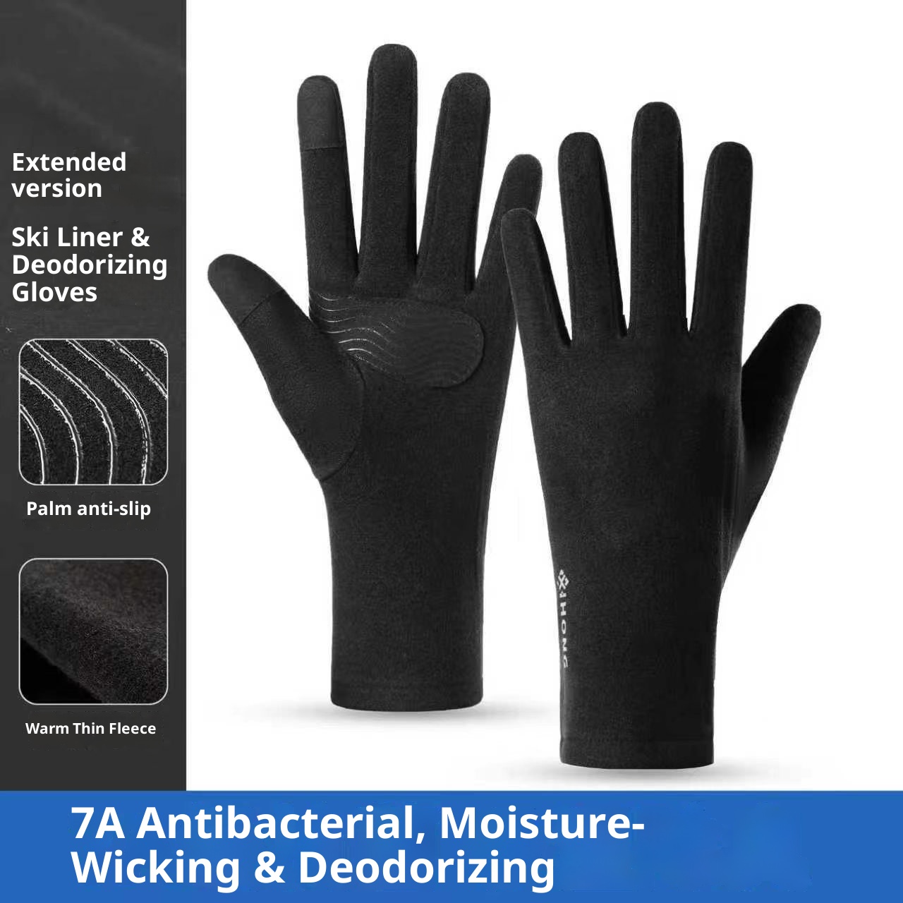 ActiveGo 7A Antibacterial Autumn Winter Ski Lining For Men And Women Outdoor Cycling Running Sports Touchscreen Warm Inner Gloves_voghion.com