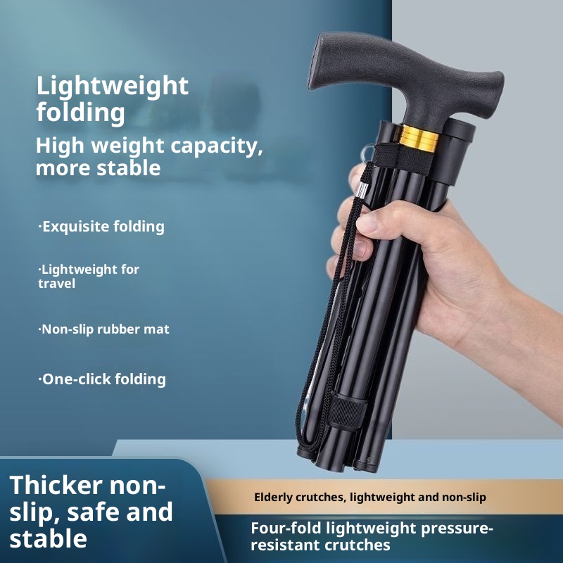 001 Foldable Cane Portable Ultra-light Elderly Walking Outdoor Hiking Stick_voghion.com