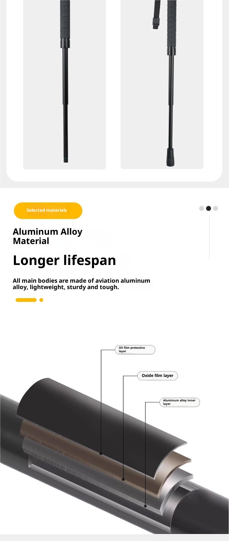 001 Bastone da trekking Fox Bastone da passeggio per autodifesa professionale per escursioni all'aperto, multifunzionale, in lega di alluminio retrattile_voghion.com