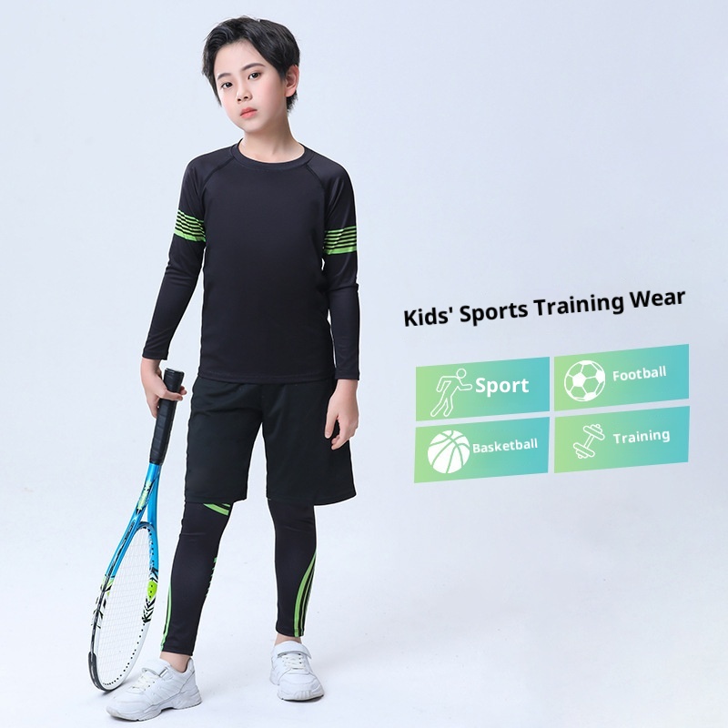 001 Children's Compression Training Suit Basketball Quick-Dry Sports Set Boys Running Fitness Yoga Thin Clothing_voghion.com