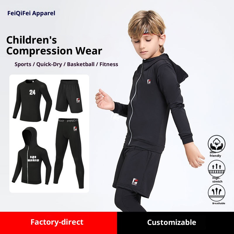 Combinaison de compression pour enfants, séchage rapide, sous-vêtement de sport automne-hiver pour garçons (basketball, football, fitness)._voghion.com