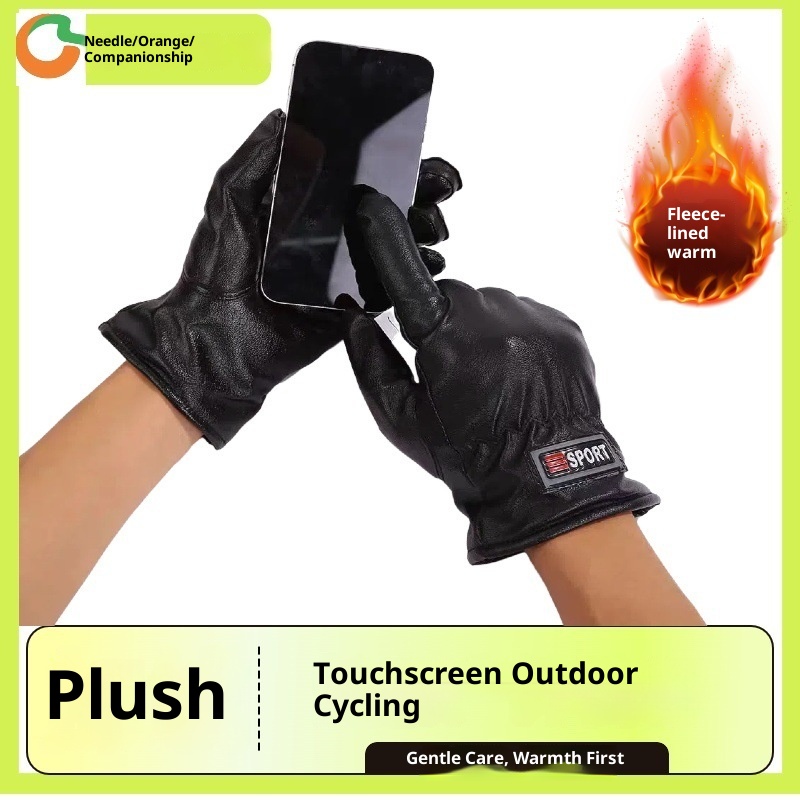 001 Winter Ski Men Touch Screen Motorcycle Fleece-lined Warm Thickened Waterproof Windproof Cold Women Riding Gloves_voghion.com