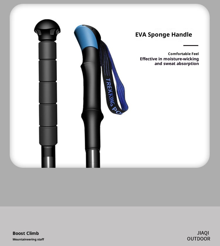 001 Bastone da trekking pieghevole in lega di alluminio leggero telescopico per esterni, antiscivolo_voghion.com