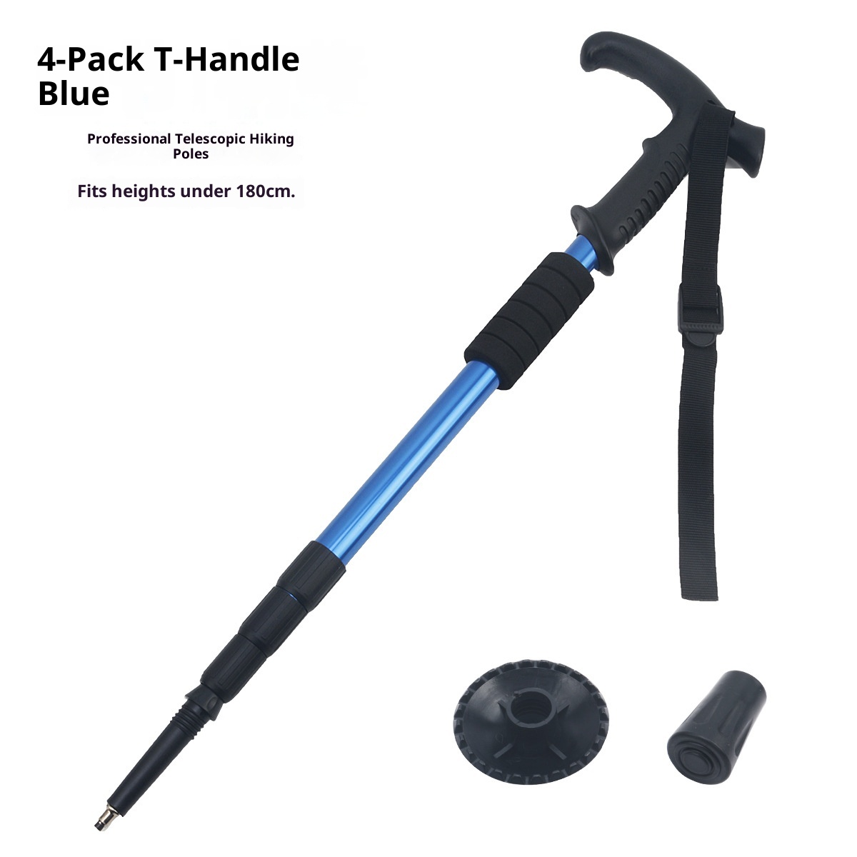 001 Bastone da passeggio retrattile da viaggio, da arrampicata, da trekking, da esterno, in lega di alluminio, multicolore, antiscivolo_voghion.com