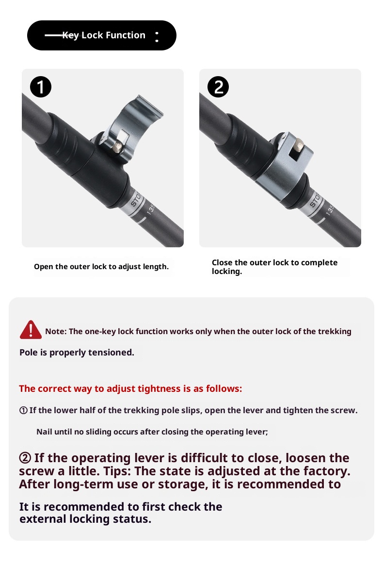 001 7075 Bastone da trekking per esterni in lega di alluminio, ultraleggero, retrattile, portatile, con bloccaggio_voghion.com