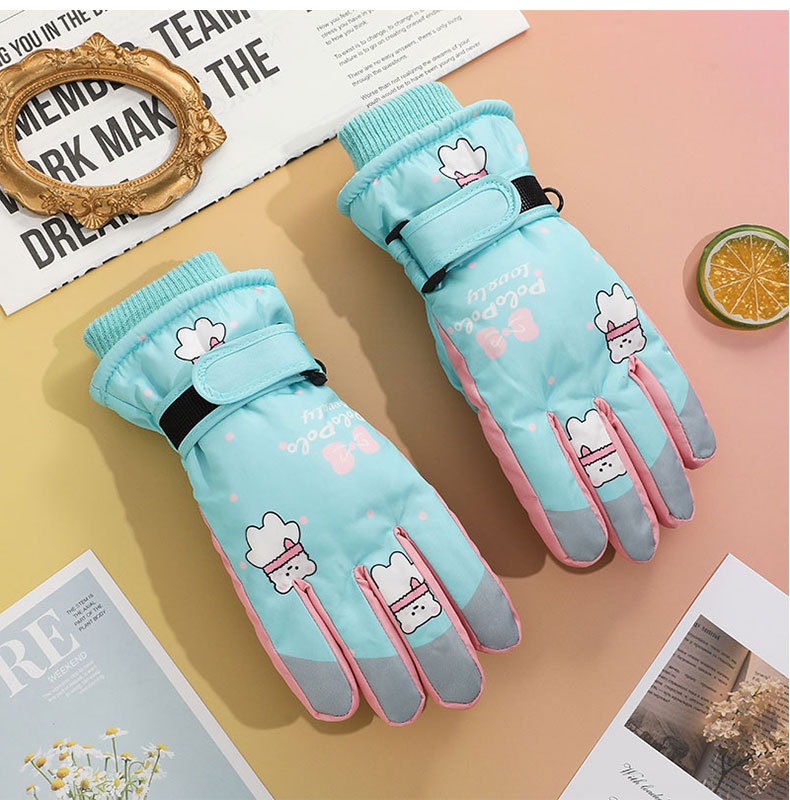 001 Cross-Border Winter Children's Ski Fleece-Lined Thickened Touchscreen Cycling Anti-Slip Windproof Student Cartoon Warm_voghion.com