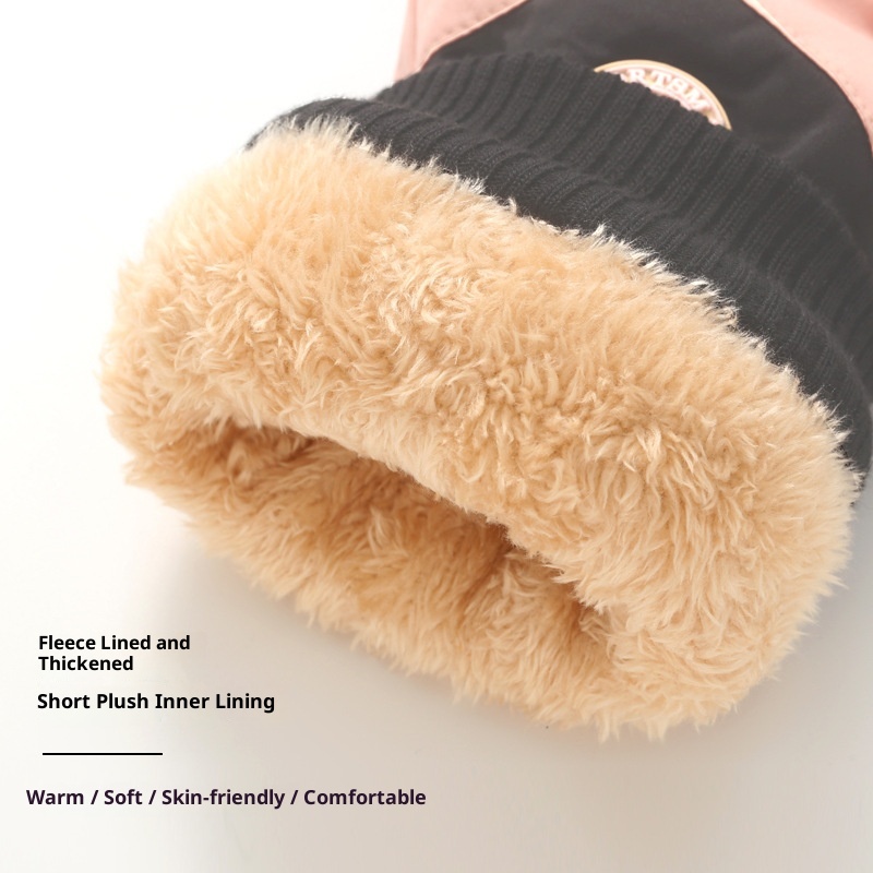 001 Touchscreen Winter Ski For Women With Anti-Lost Buckle, Outdoor Cold-Proof Thickened Fleece-Lined Cycling Warm Gloves_voghion.com