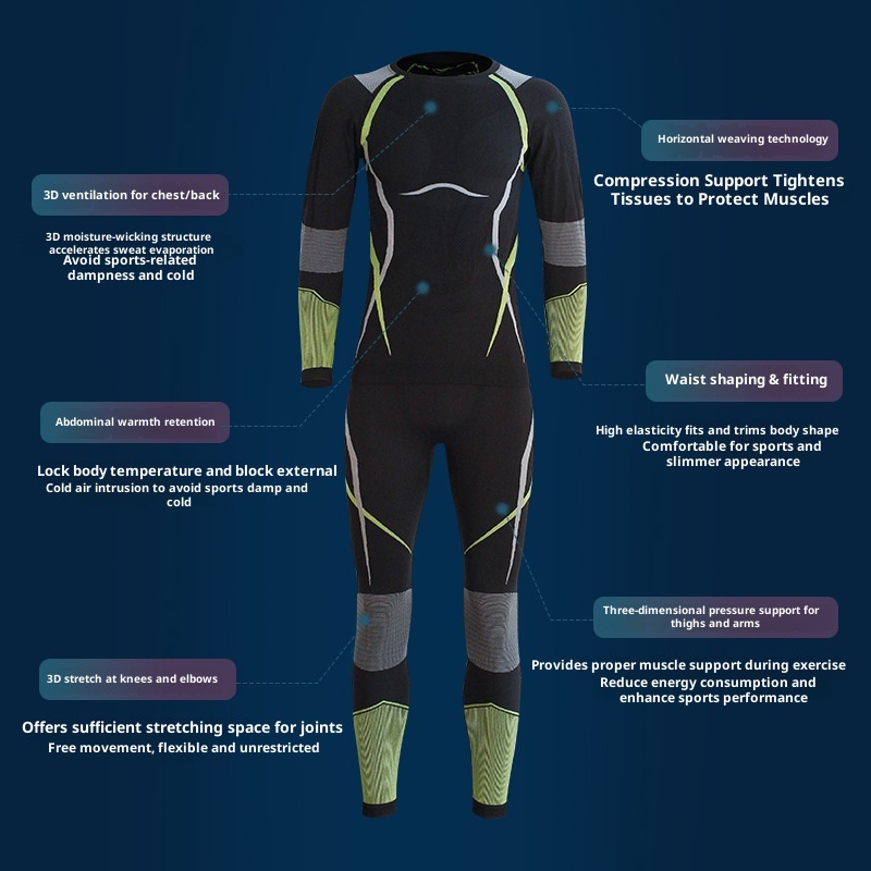 001 Set di biancheria intima termica a compressione per uomo e donna, per sport all'aria aperta, da sci, ad asciugatura rapida, autunno inverno_voghion.com