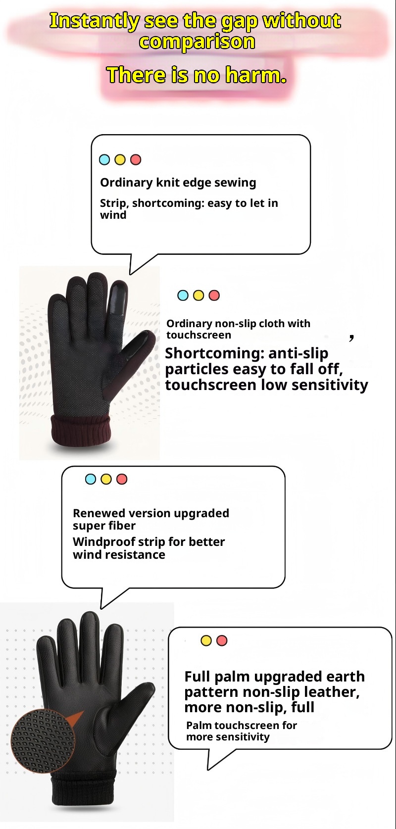 001 Pigskin Genuine Leather Ski Gloves For Men, Autumn And Winter Outdoor Riding Motorcycle Windproof Non-slip Fleece-lined_voghion.com