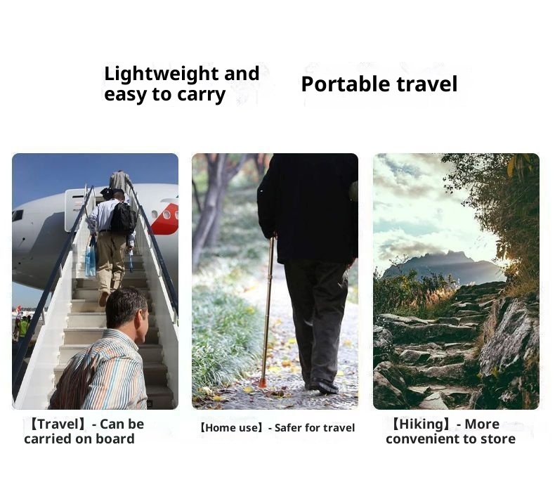 001 Ultra-light Cane For Elderly, Multi-functional Foldable Telescopic Walking , Wear-resistant Non-slip Travel Hiking_voghion.com