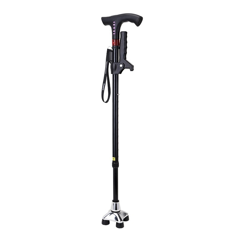 001 Multifunctional Smart Radio Elderly, Anti-Slip Telescopic Cane With Light, Aluminum Alloy Walking Stick For Seniors_voghion.com