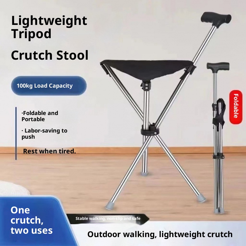 001 Paslanmaz Çelik Katlanır Trekking Bastonu, Oturma Yeri, Çok Amaçlı Yürüyüş Bastonu, Kaymaz, Taşınabilir, Düşmeye Karşı Dayanıklı Dış Mekan_voghion.com