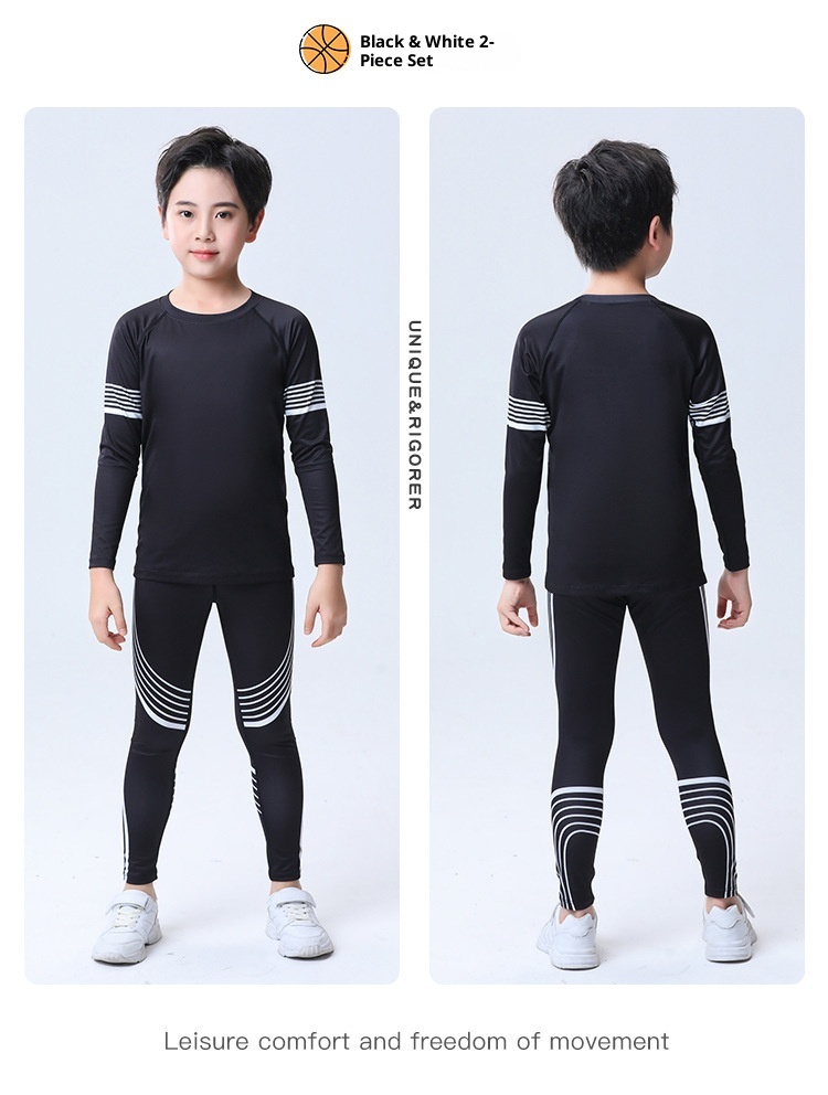 001 Children's Compression Training Suit Basketball Quick-Dry Sports Set Boys Running Fitness Yoga Thin Clothing_voghion.com