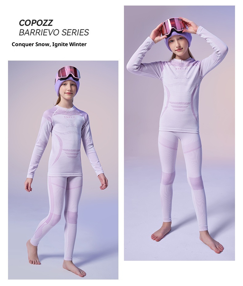 001 Set di biancheria intima termica e elastica aderente per bambini e bambine, da sci, da corsa, ad asciugatura rapida_voghion.com