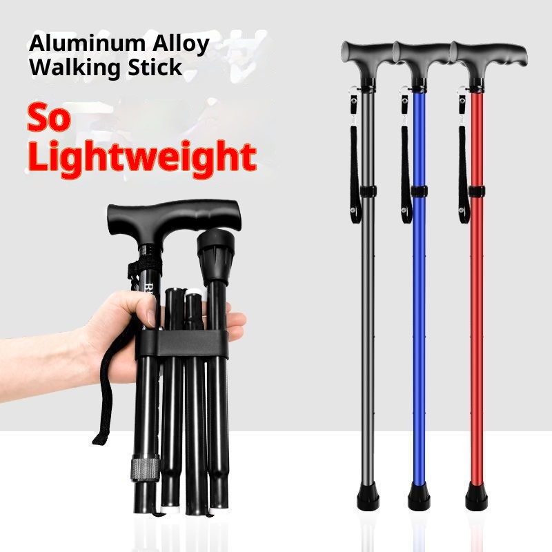 001 Ultra-light Cane For Elderly, Multi-functional Foldable Telescopic Walking , Wear-resistant Non-slip Travel Hiking_voghion.com