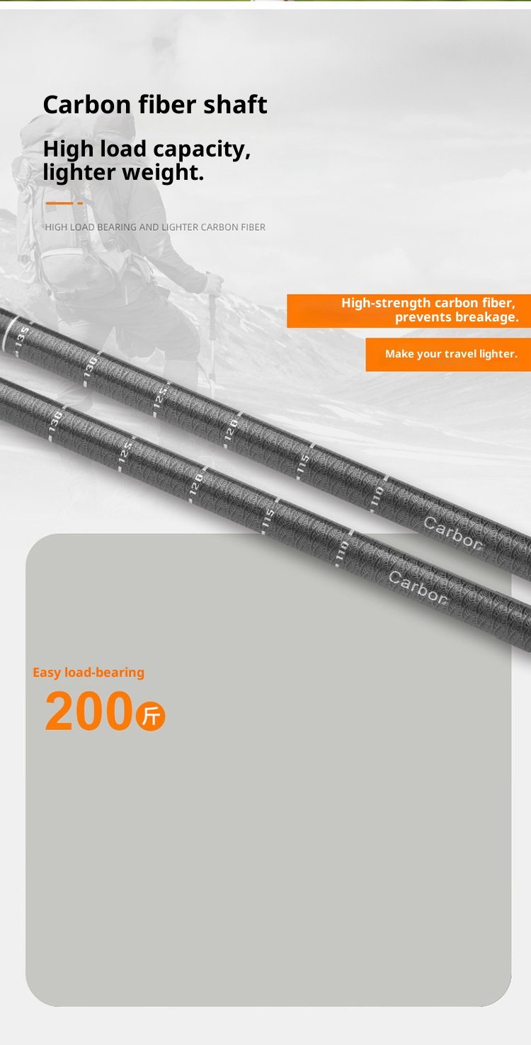 001 Direkt vom Hersteller: Ultraleichter, teleskopierbarer Trekkingstock aus Kohlefaser – ideal zum Wandern, Klettern und Trekking._voghion.com