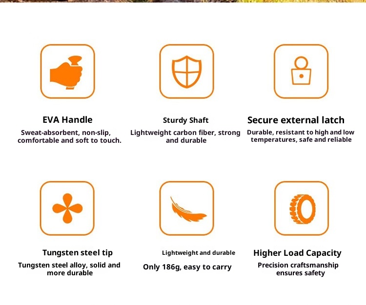 001 Direkt vom Hersteller: Ultraleichter, teleskopierbarer Trekkingstock aus Kohlefaser – ideal zum Wandern, Klettern und Trekking._voghion.com