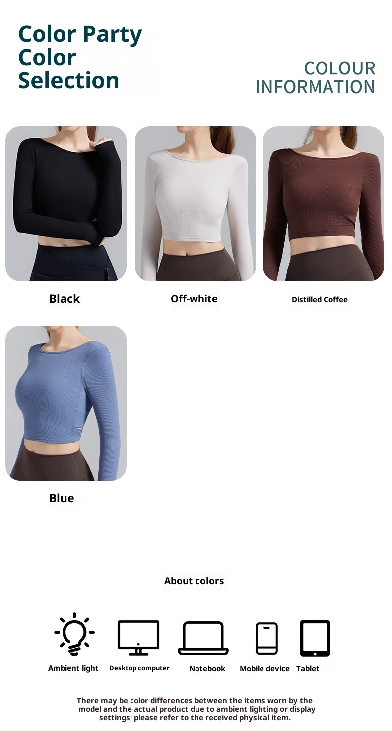 001 Top da yoga da donna con imbottitura per il petto, per pilates, con schiena scoperta, dimagrante, sportivo, a maniche lunghe, per allenamento e fitness_voghion.com