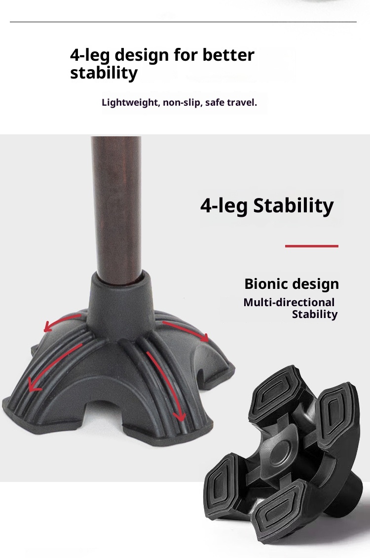 001 Bastone da passeggio in legno massello antiscivolo per anziani con impugnatura a forma di testa di drago, leggero, a quattro zampe, anticaduta_voghion.com