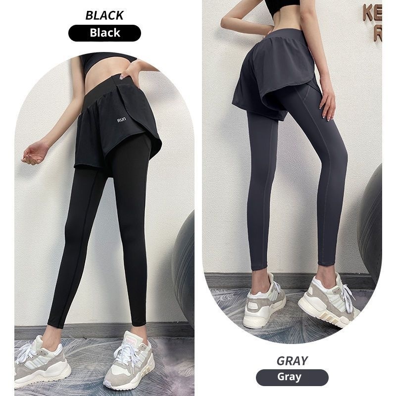 Ensemble deux pièces fitness femme 001, pantalon de sport moulant et extensible pour la course, jupe à porter en extérieur, séchage rapide, idéal pour le printemps et l'été._voghion.com