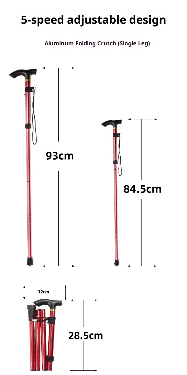 001 Bastone da passeggio per anziani, telescopico, pieghevole, portatile, da arrampicata, da trekking, antiscivolo, in lega di alluminio, con manico curvo_voghion.com