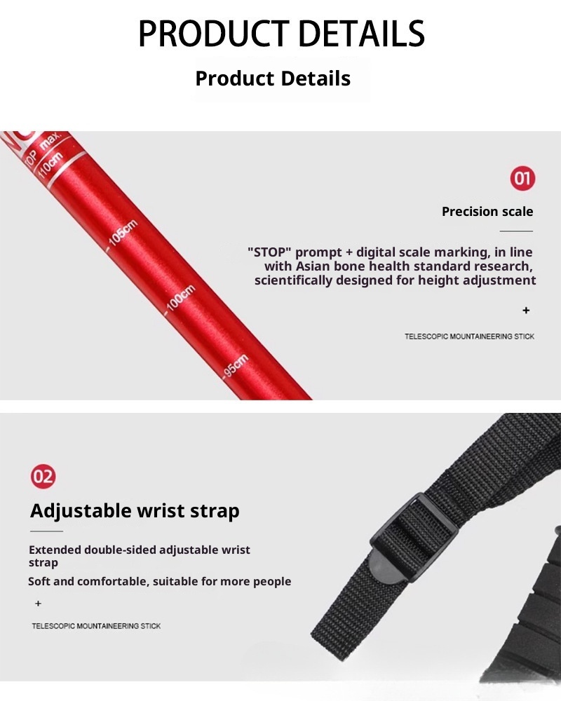 001 Bastone da passeggio telescopico pieghevole professionale per escursionismo all'aperto e arrampicata in lega di alluminio_voghion.com