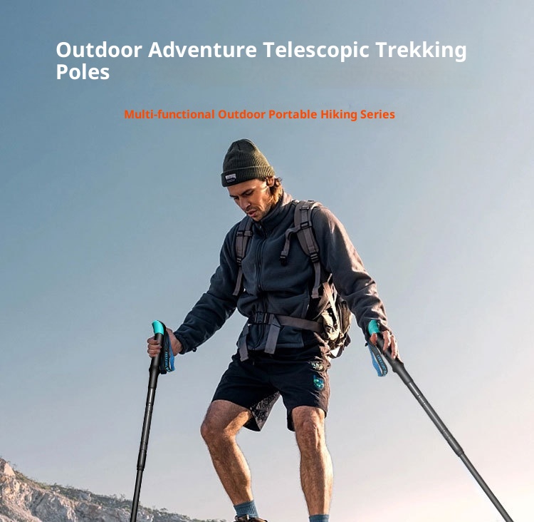 001 Bastone da trekking pieghevole in lega di alluminio leggero telescopico per esterni, antiscivolo_voghion.com