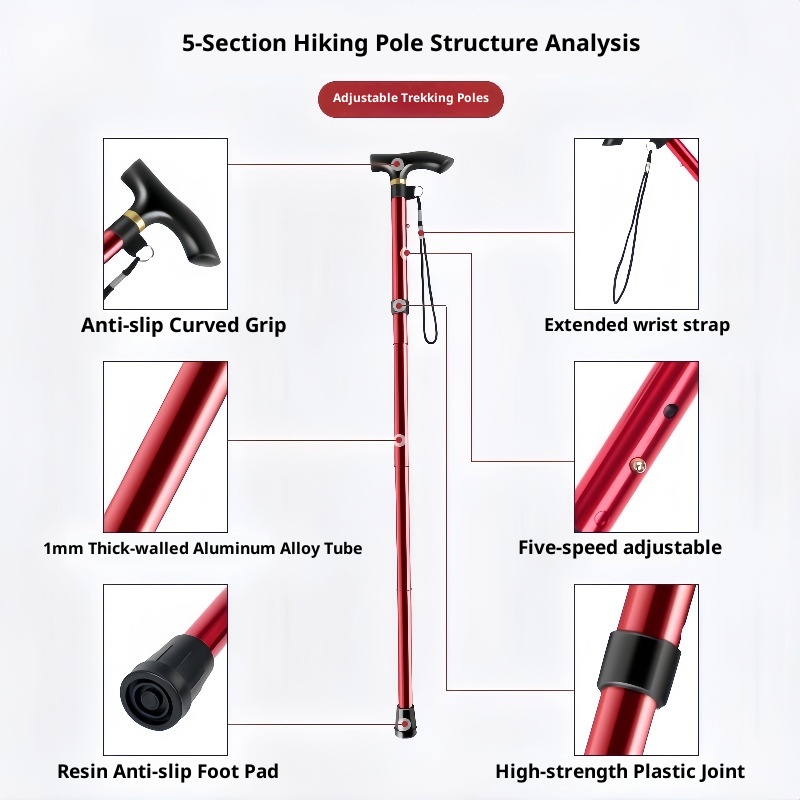 001 Unisex Elderly Folding Anti-Slip Walking Aluminum Alloy Foldable Outdoor Hiking Stick_voghion.com
